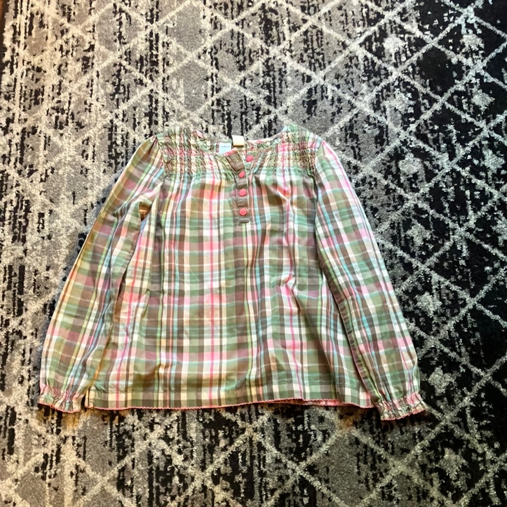 Girls grey pink and green blouse